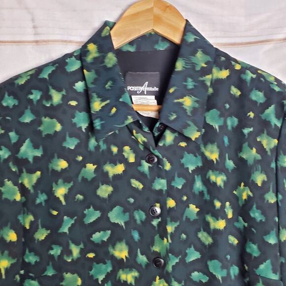 Positive Attitude Y2K Blouse Womens Size 14 Green Floral Ruffle Whimysgoth Retro - Picture 3 of 9